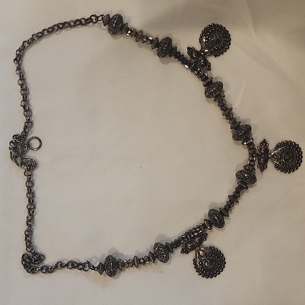 Intricate Oxidized Metal Pendant Necklace a